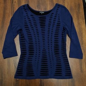 Express 3/4 sleeve sweater with cut-outs